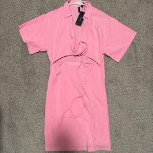 Stylish Pink Cut-Out Mini Dress
